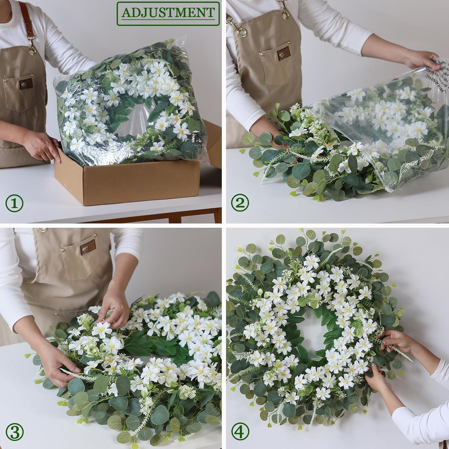 26 Inch Daisy Eucalyptus Wreath for Front Door
