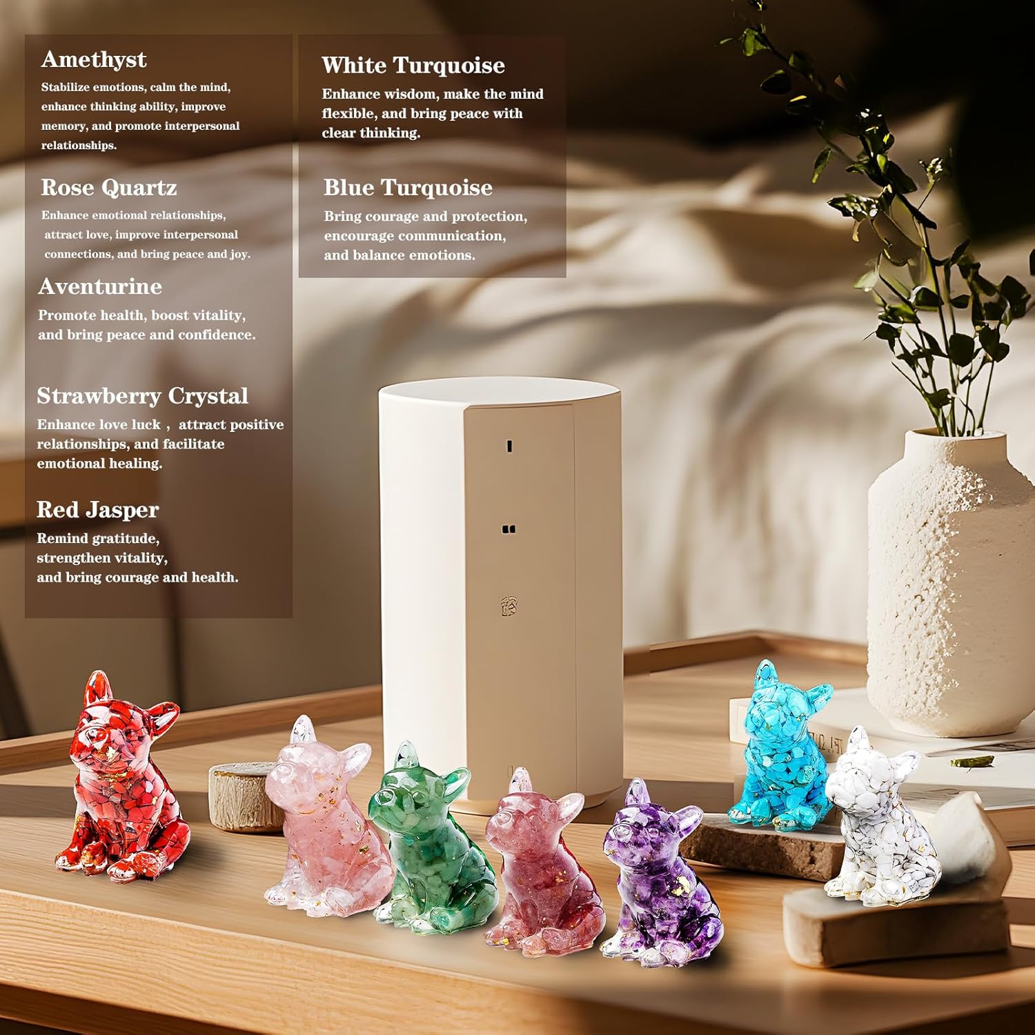 Crystal Resin French Bulldog Gravel Drop Figurine Set
