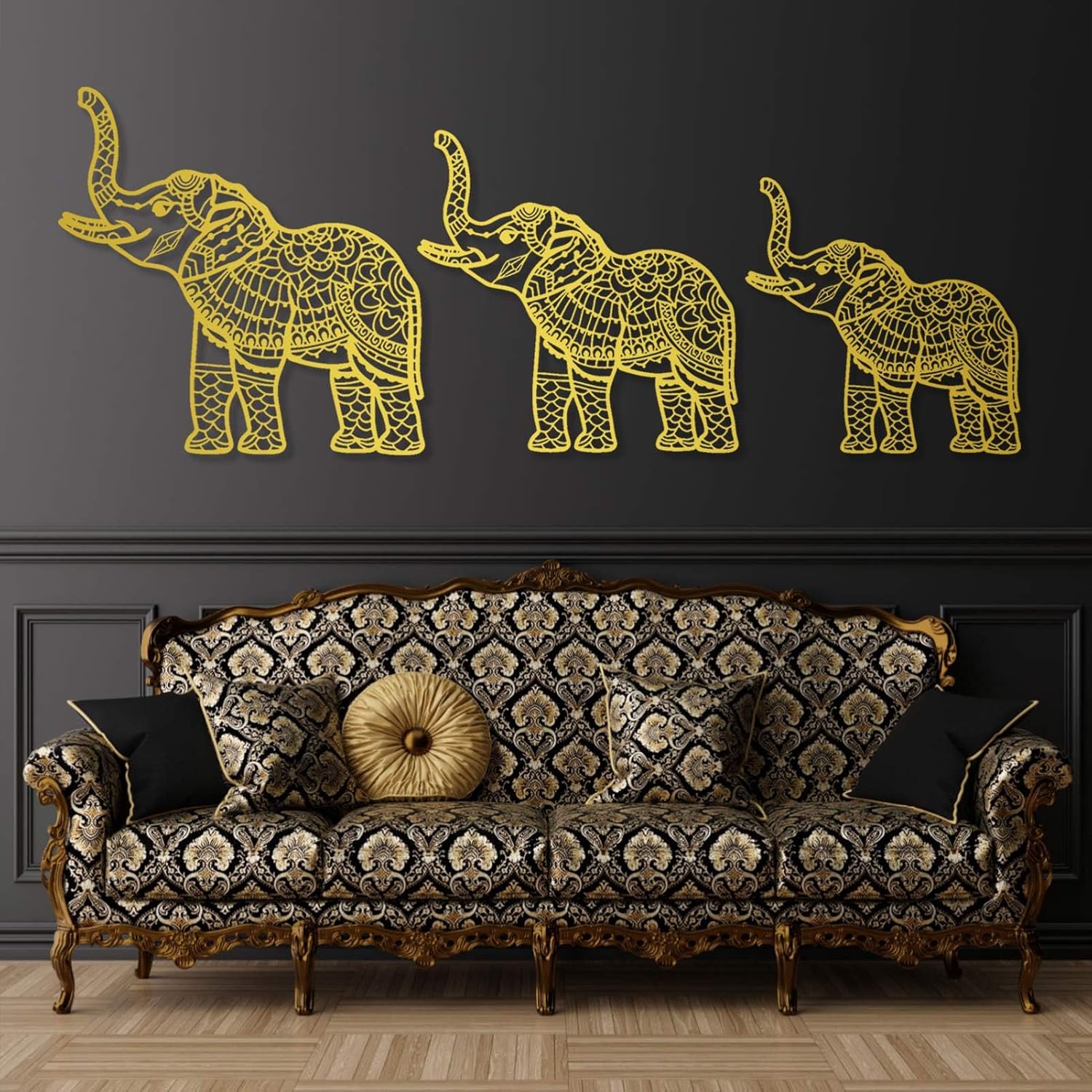 Cadeali Elephant Metal Wall Art Set of 3