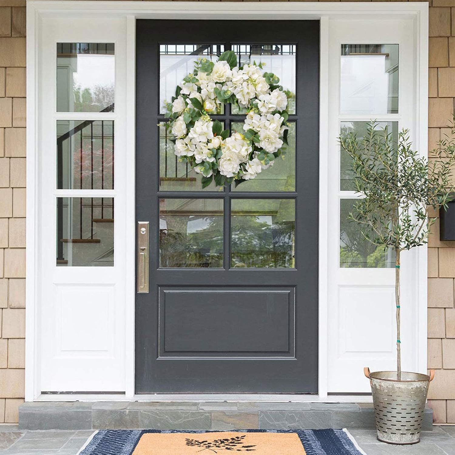 I-GURU Seasonal Door Wreath with Hydrangeas and Peonies