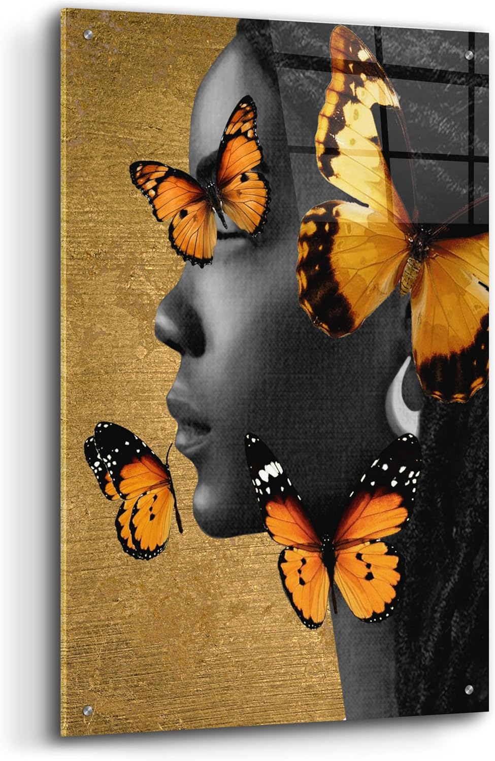 Epic Art Monochrome Golden Butterfly 1 Acrylic Wall Art 24x36
