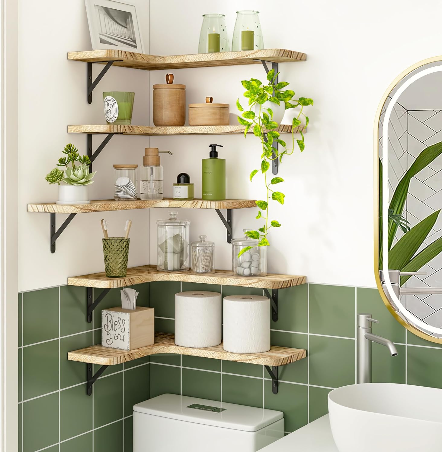 Fixwal Floating Shelves Set of 5 Carbonized Black