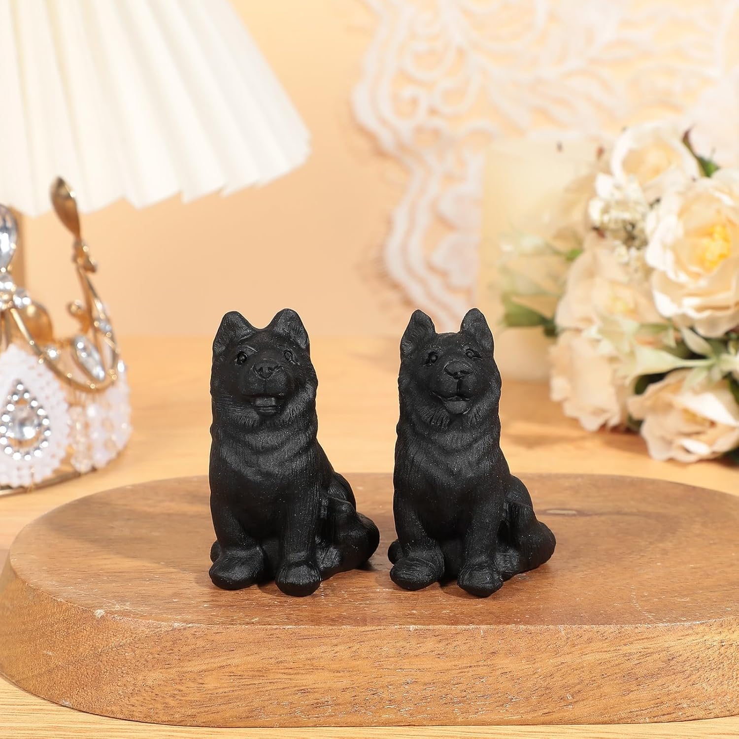 Black Obsidian German Shepherd Dog Figurine Decoration