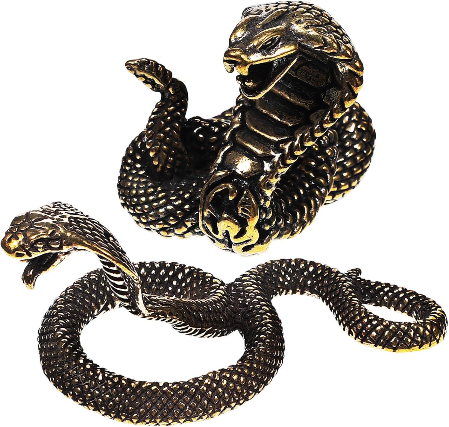 Wakauto 2pcs Brass Snake Figurine Realistic Decor