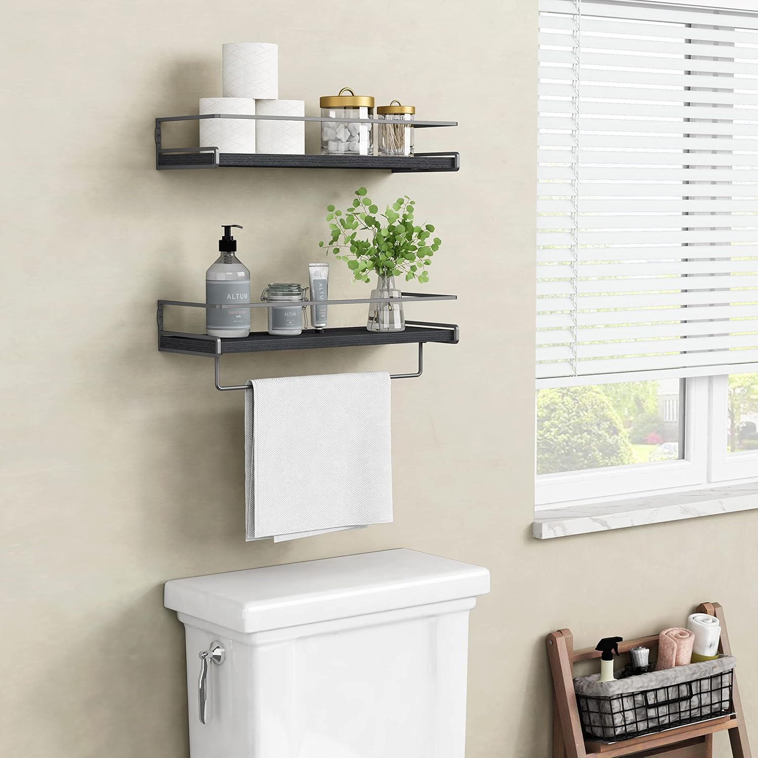 Forbena Modern Floating Shelves Set of 2 for Bathroom and Kitchen