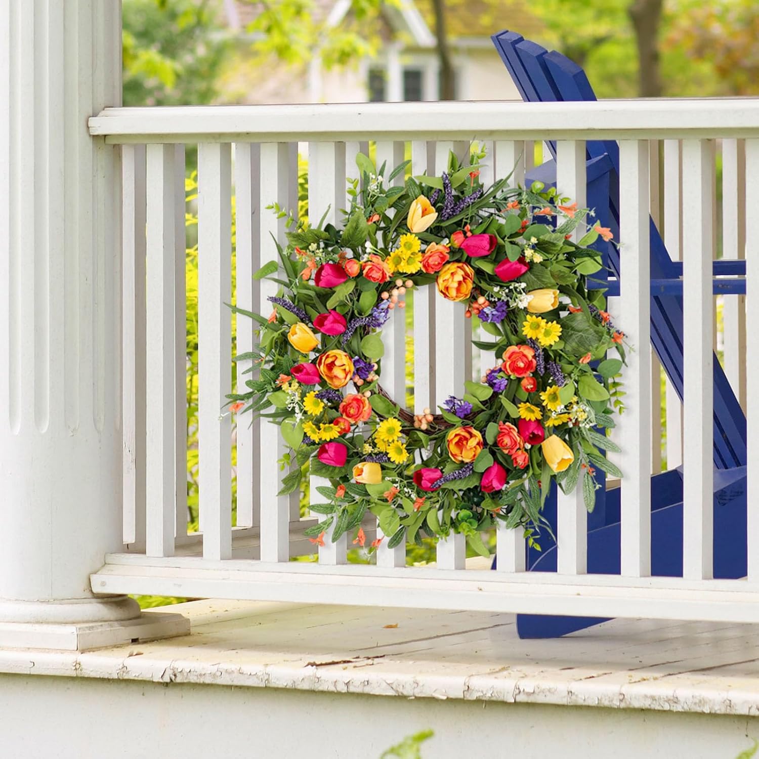 24 Inch Tulip Wreath for Front Door and Porch