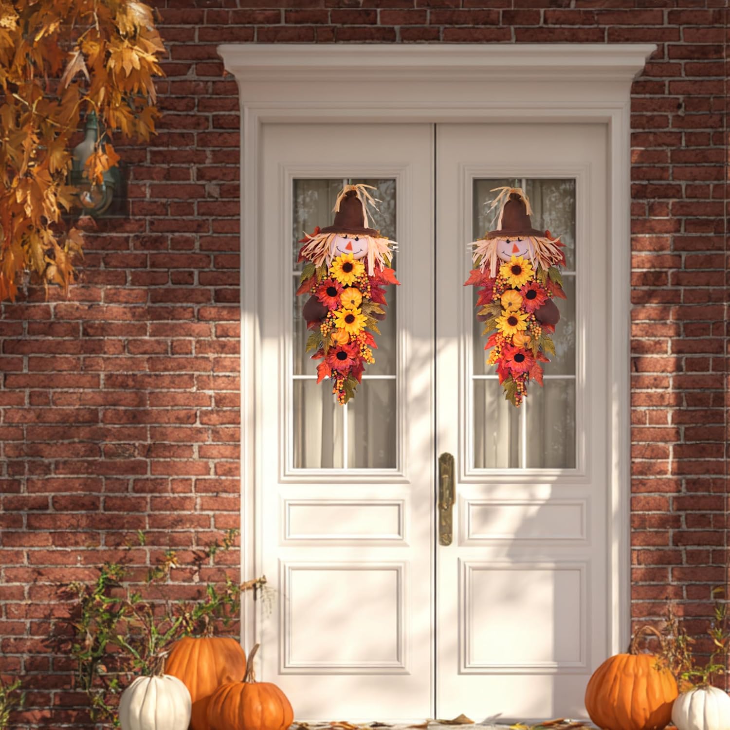 24 Inch Rustic Fall Scarecrow Teardrop Swag