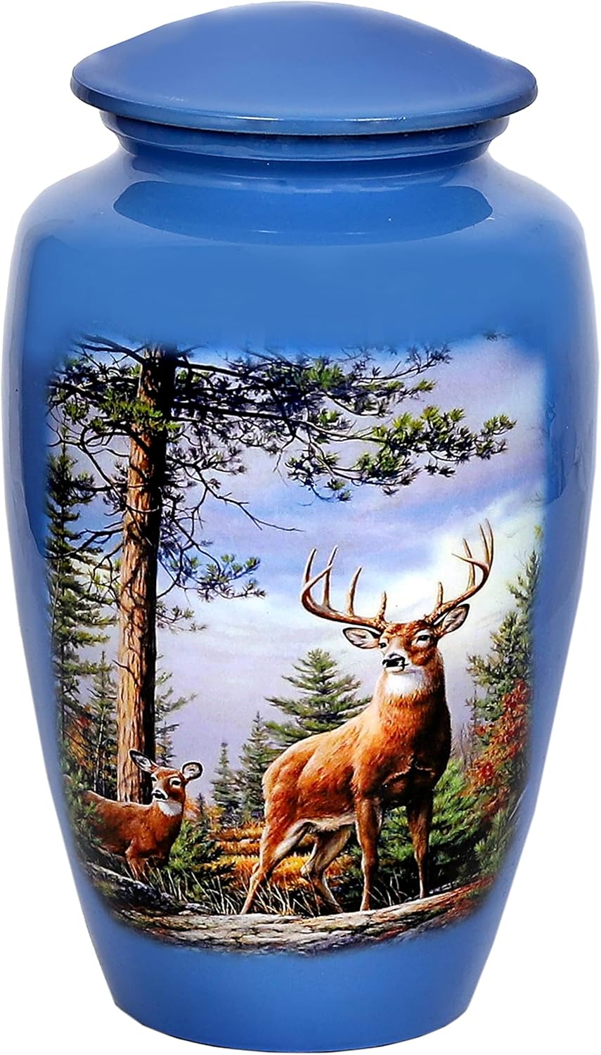 HLC Cremation Urn for Adult Ashes - Deer Design with Velvet Bag