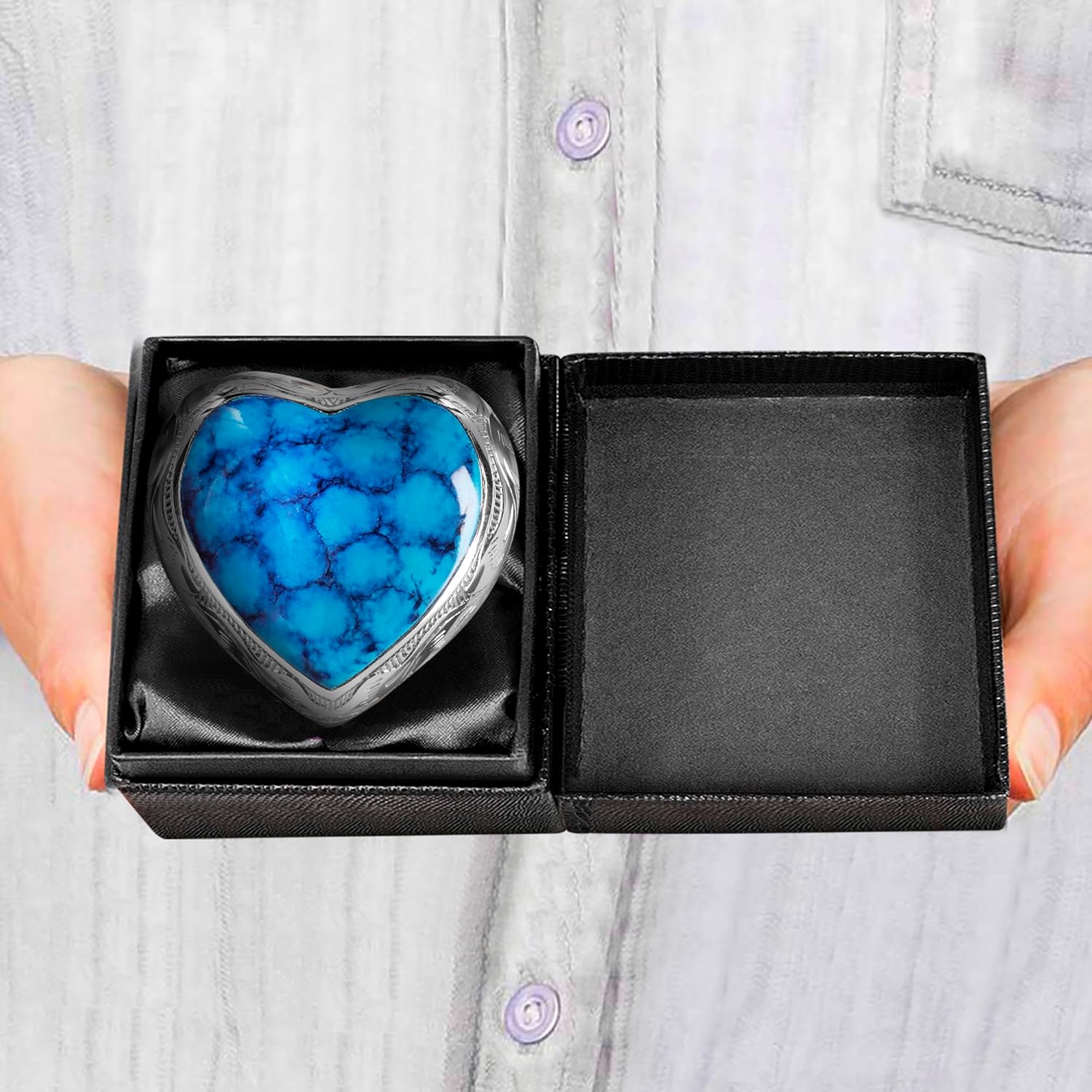 Trupoint Memorials Small Blue Heart Urn with Stand