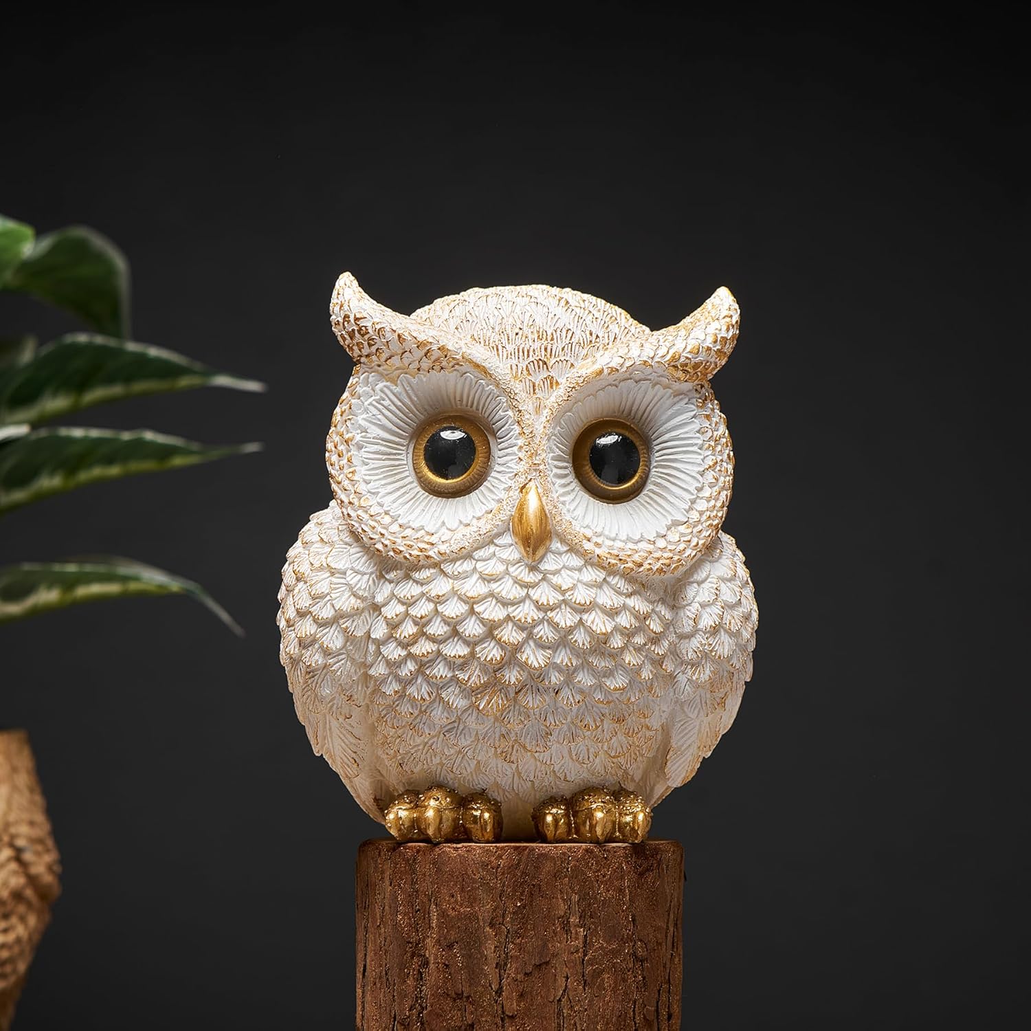 Octdays White Owl Statue - Cute Bird Figurine for Home Decor