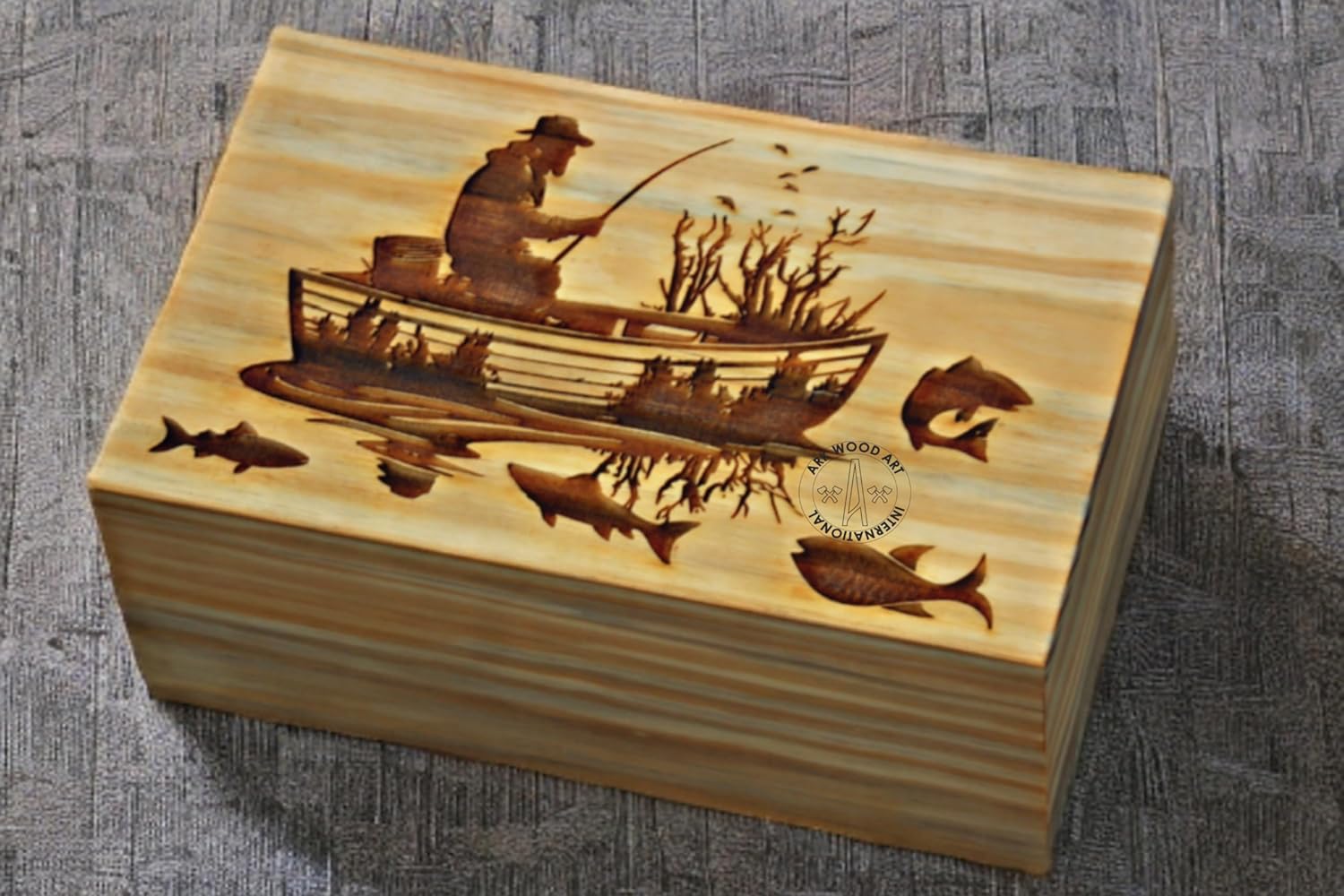 Fly Fisherman Urn for Human Ashes Handmade Wood