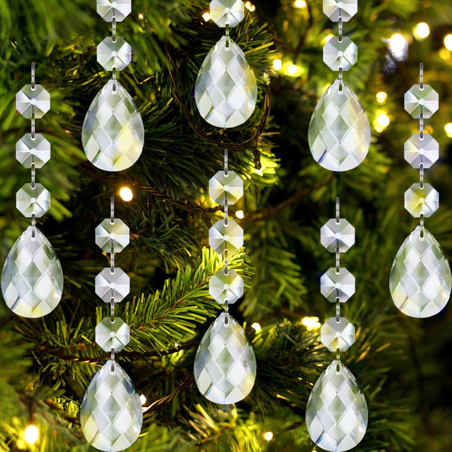 Jishi 30pk Crystal Teardrop Ornaments for Christmas Tree