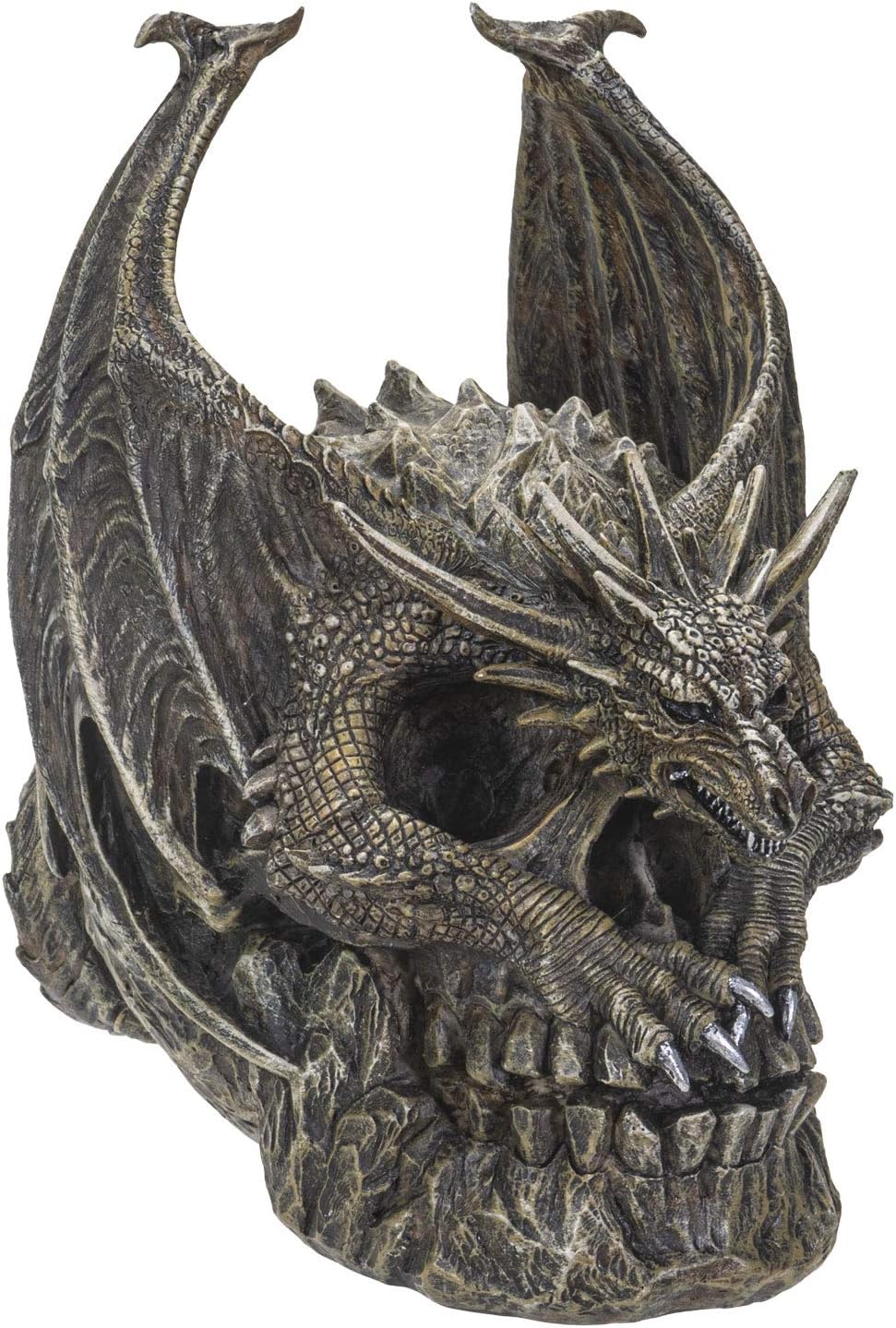Spiral Dark Gothic Draco Dragon on Mutated Skull Figurine