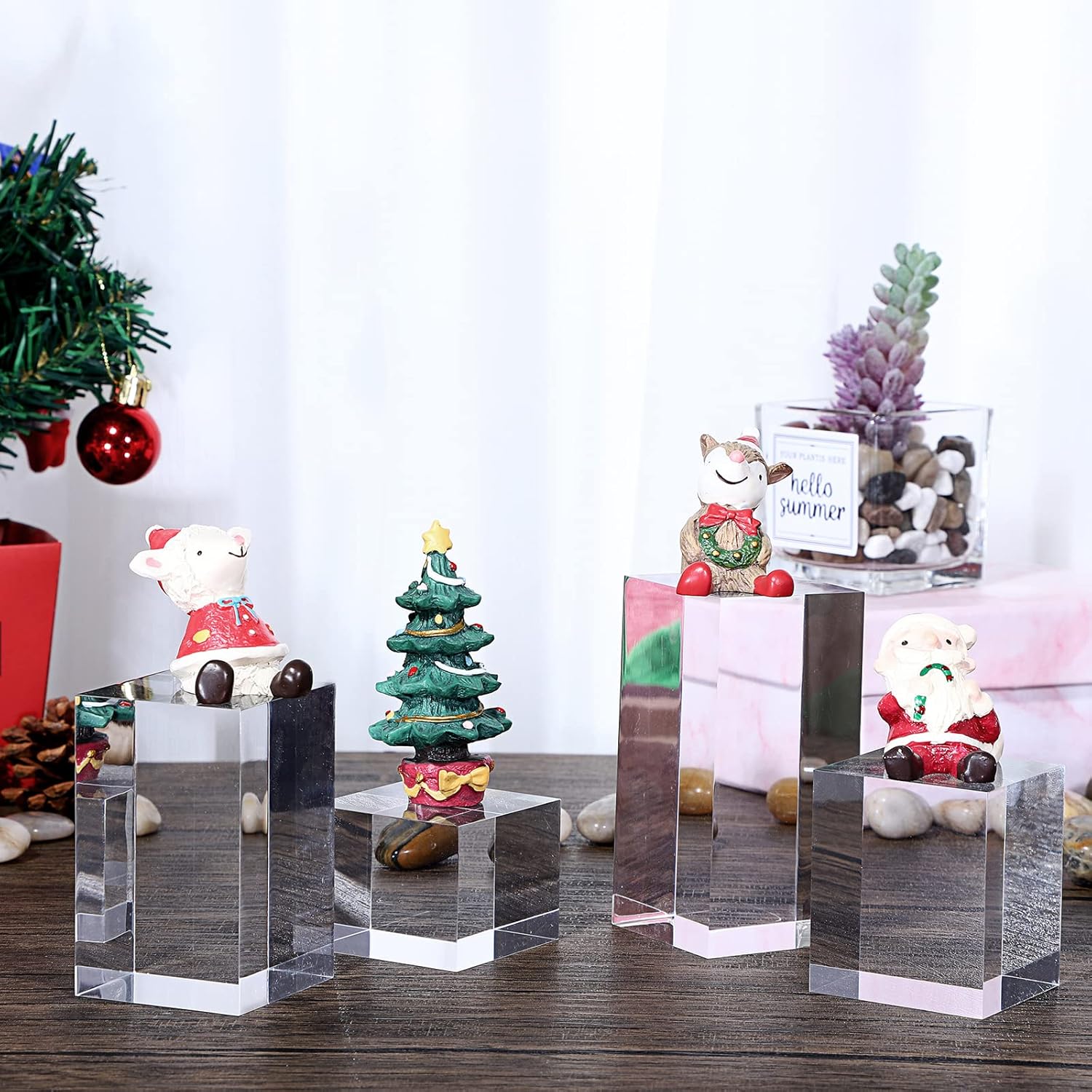 Hipiwe 4PCS Clear Acrylic Display Risers Stand