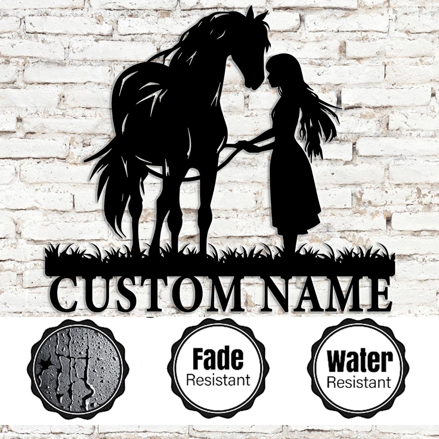 Gotstorms Customizable Horse Silhouette Wall Art with Name Plate