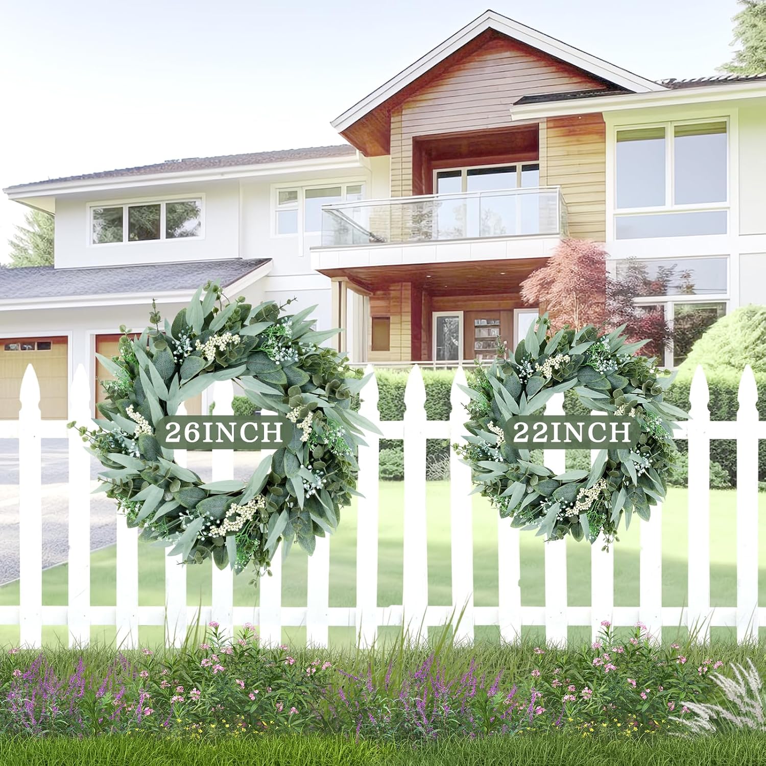 Eucalyptus Wreath 22 Inch Artificial Front Door Decor