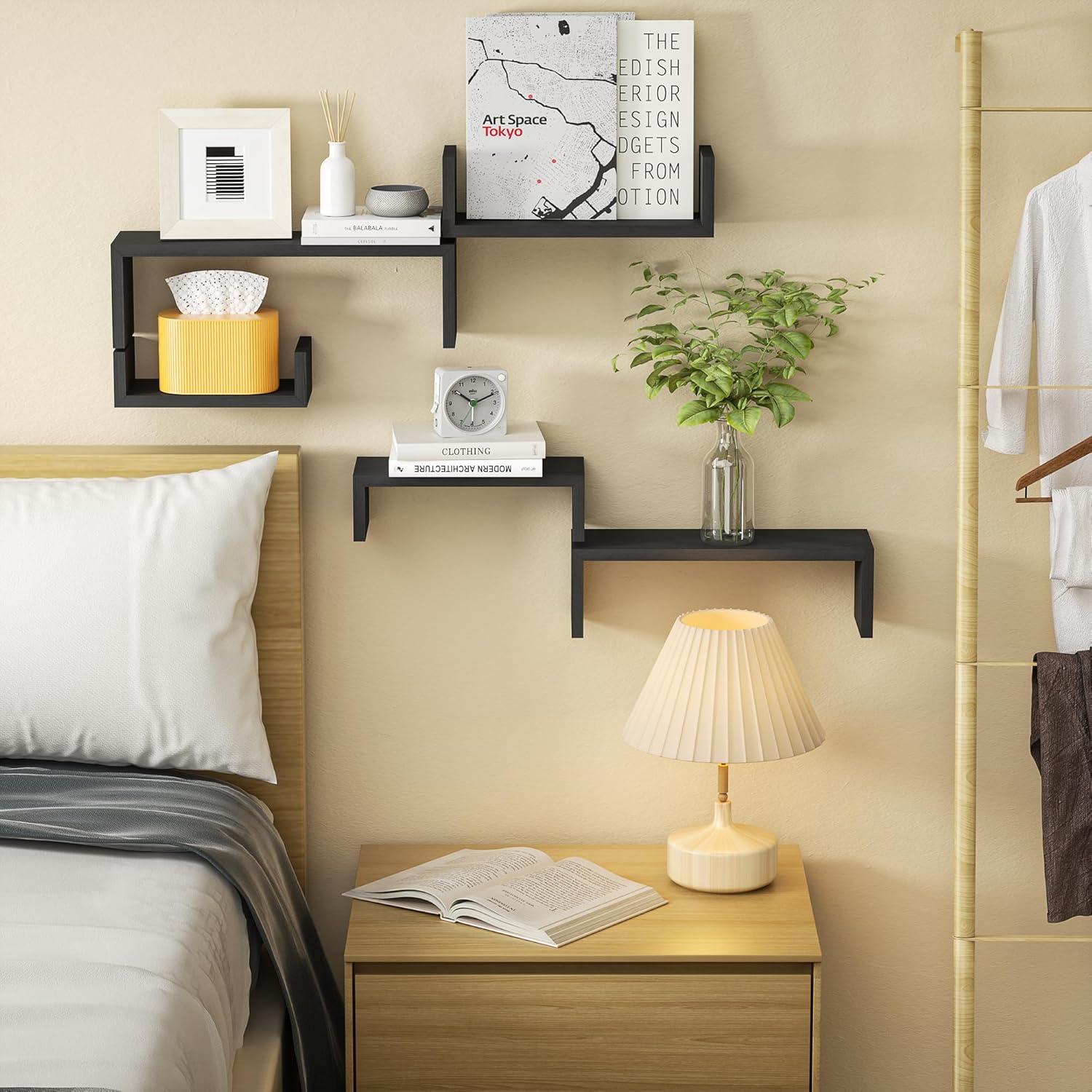 SRIWATANA Floating Wall Shelves Set of 5 Weathered Black