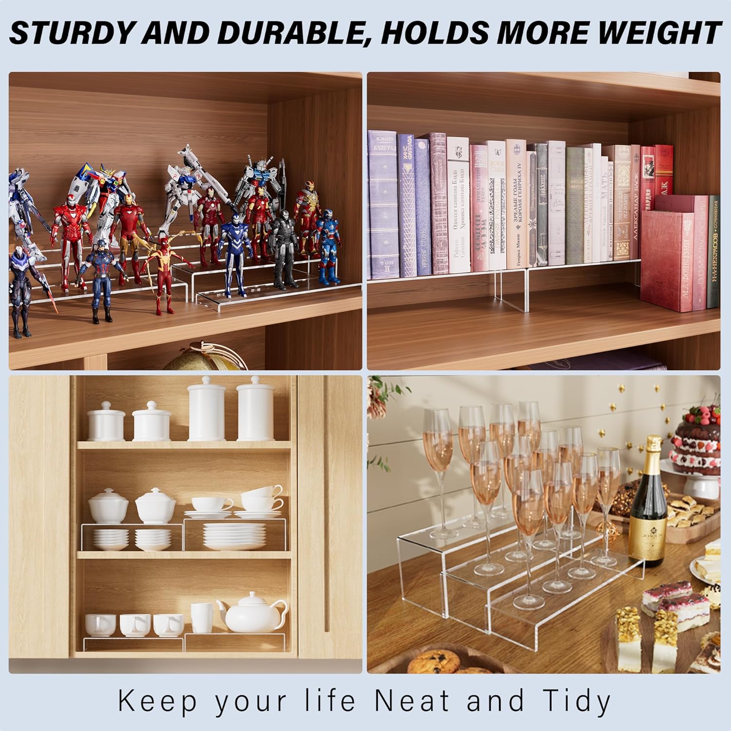 5 Pcs Acrylic Display Risers for Perfume Organizers and Collectibles