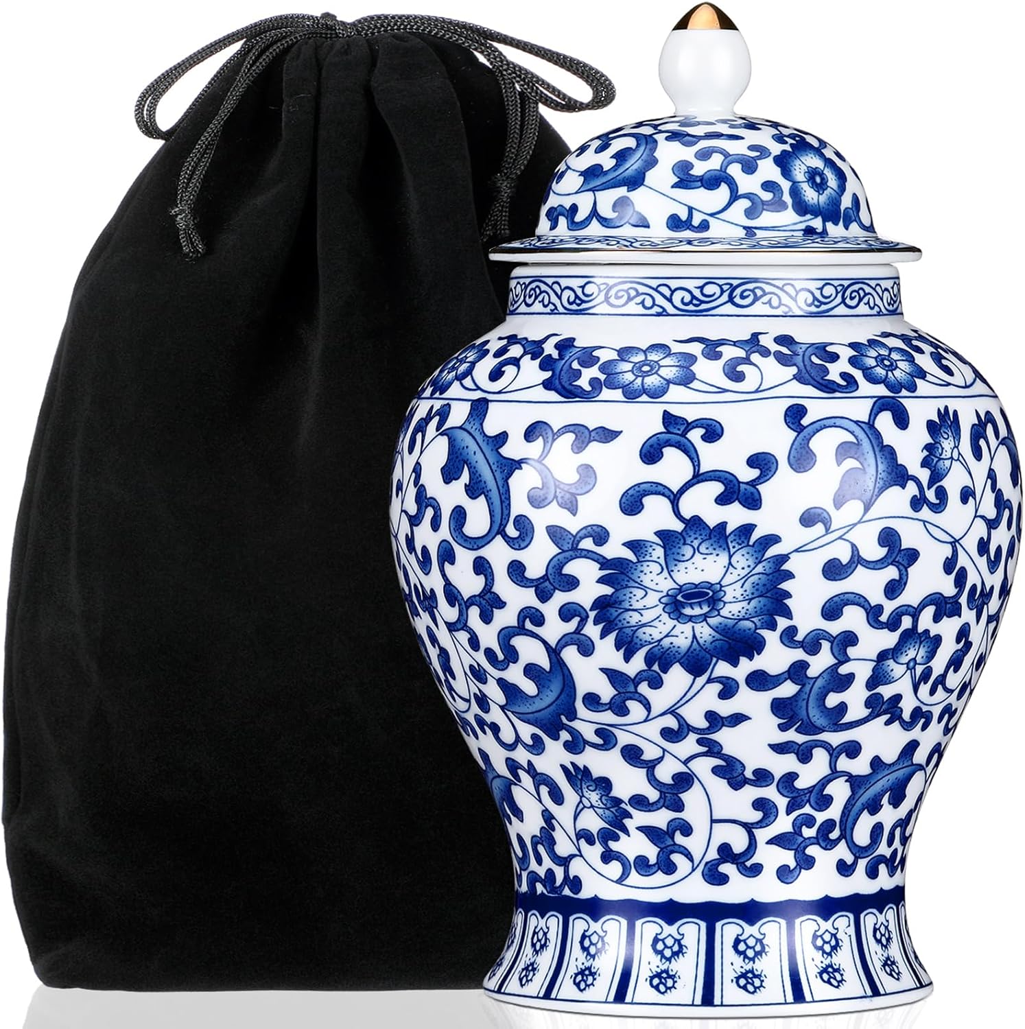 Small Blue Ceramic Cremation Urn for Adult Ashes Decoration