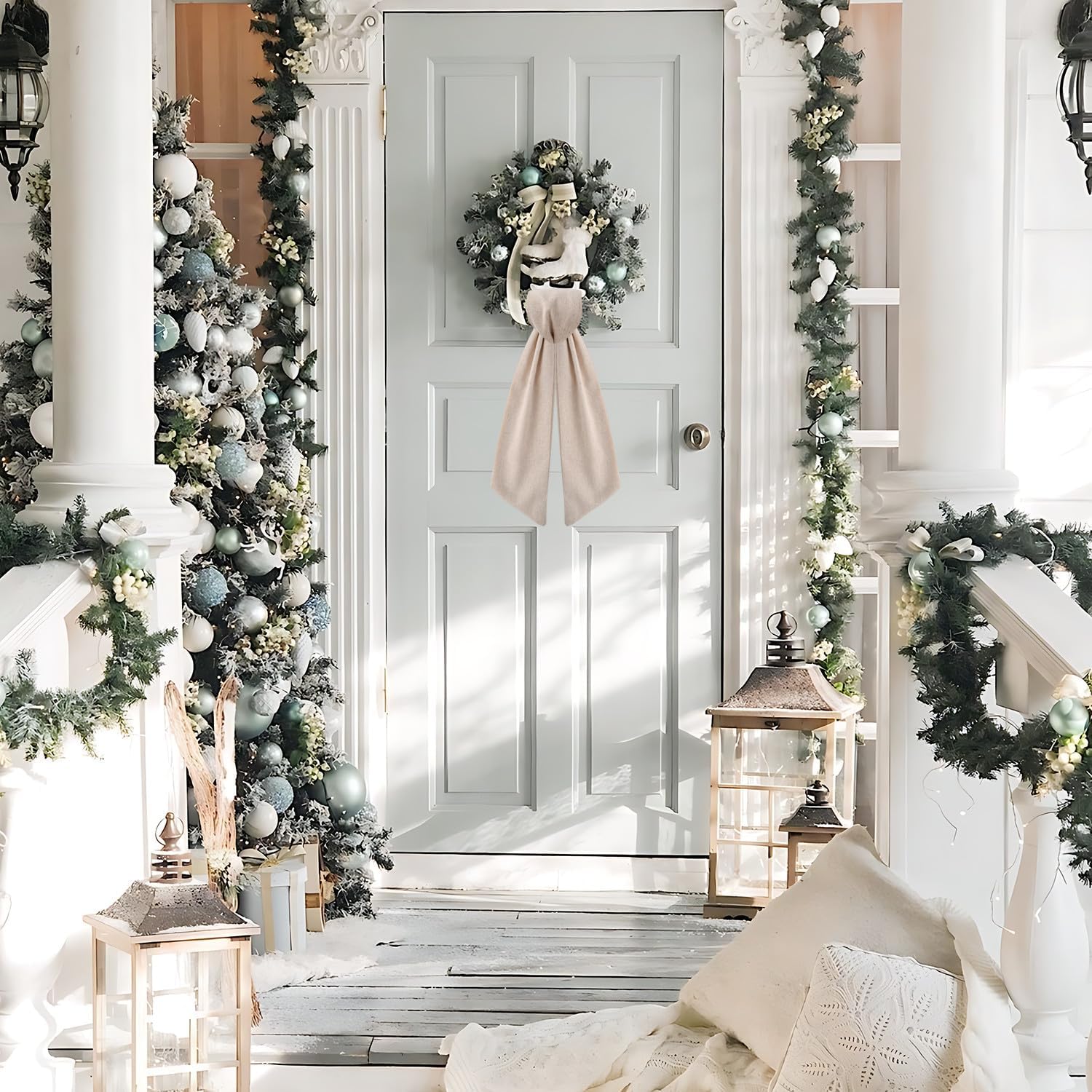 2 Pack Burlap Wreath Sashes for Front Door and Porch