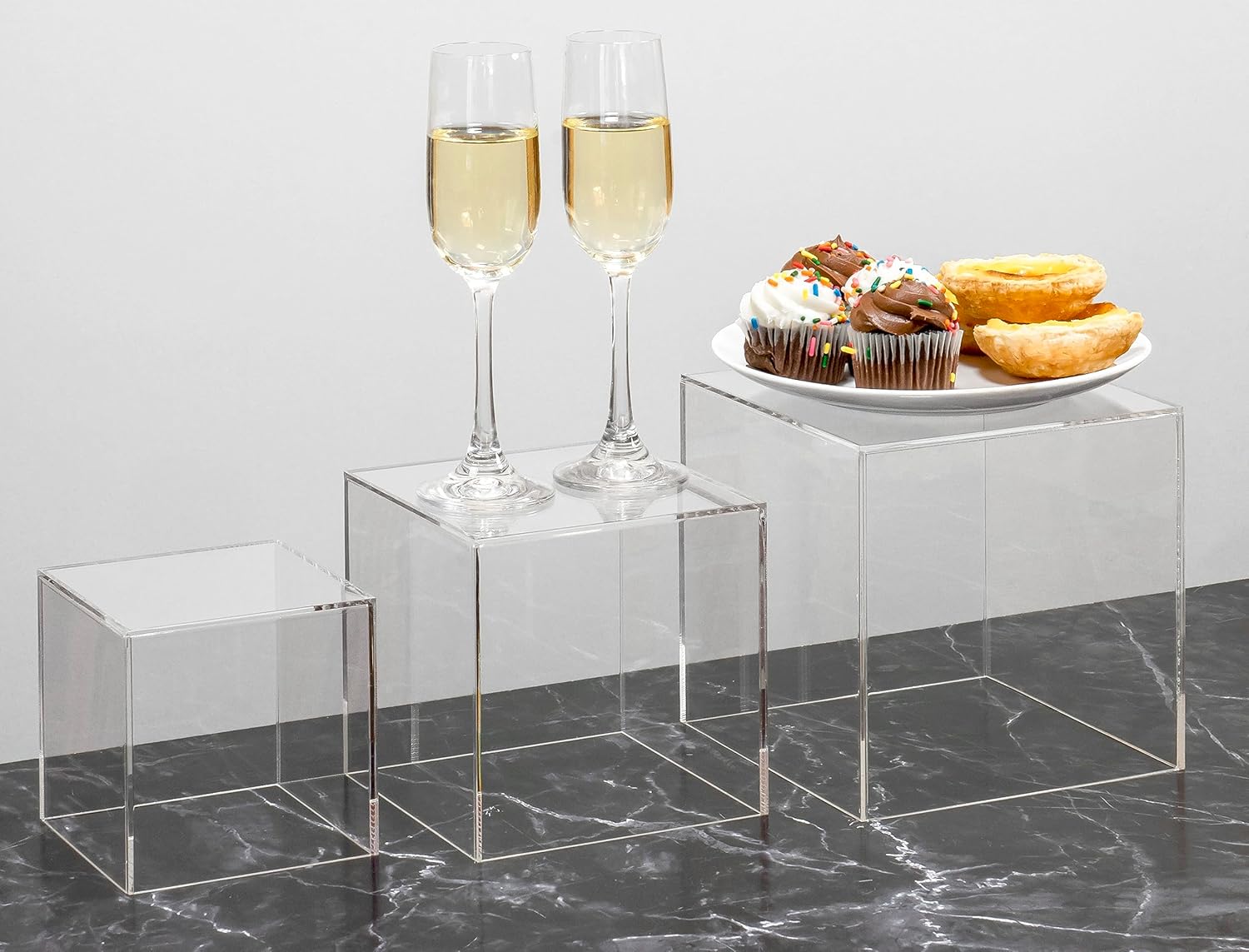 Red Co Clear Acrylic Cube Display Riser Stands 3-Pack
