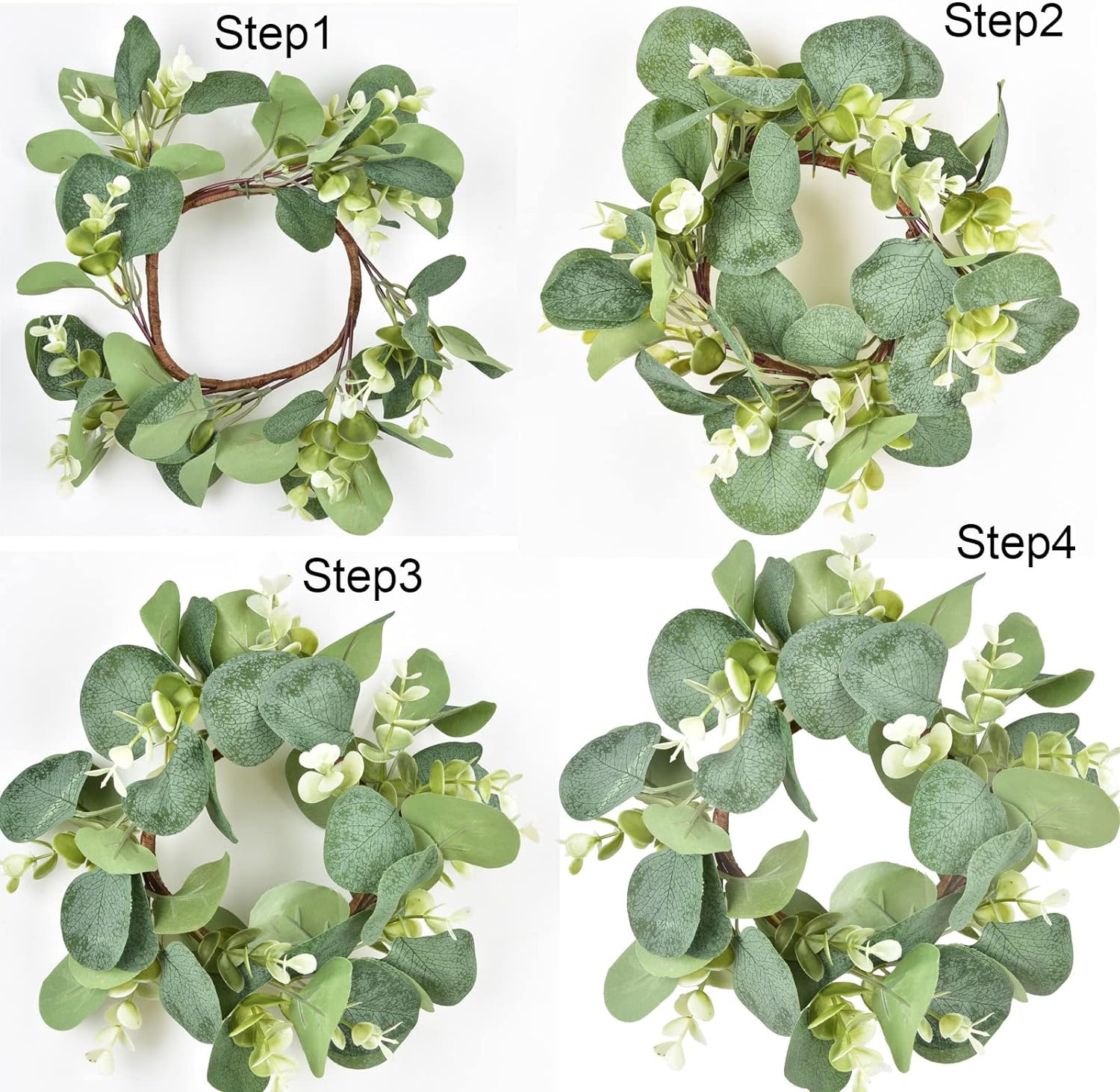 LSKYTOP 2 Pcs Eucalyptus Wreath for Kitchen Cabinet Decor