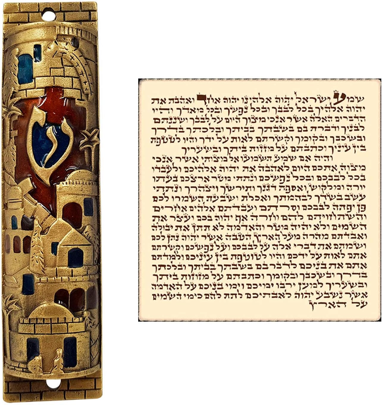 TALISMAN4U Gold Enamel Mezuzah Case with Scroll