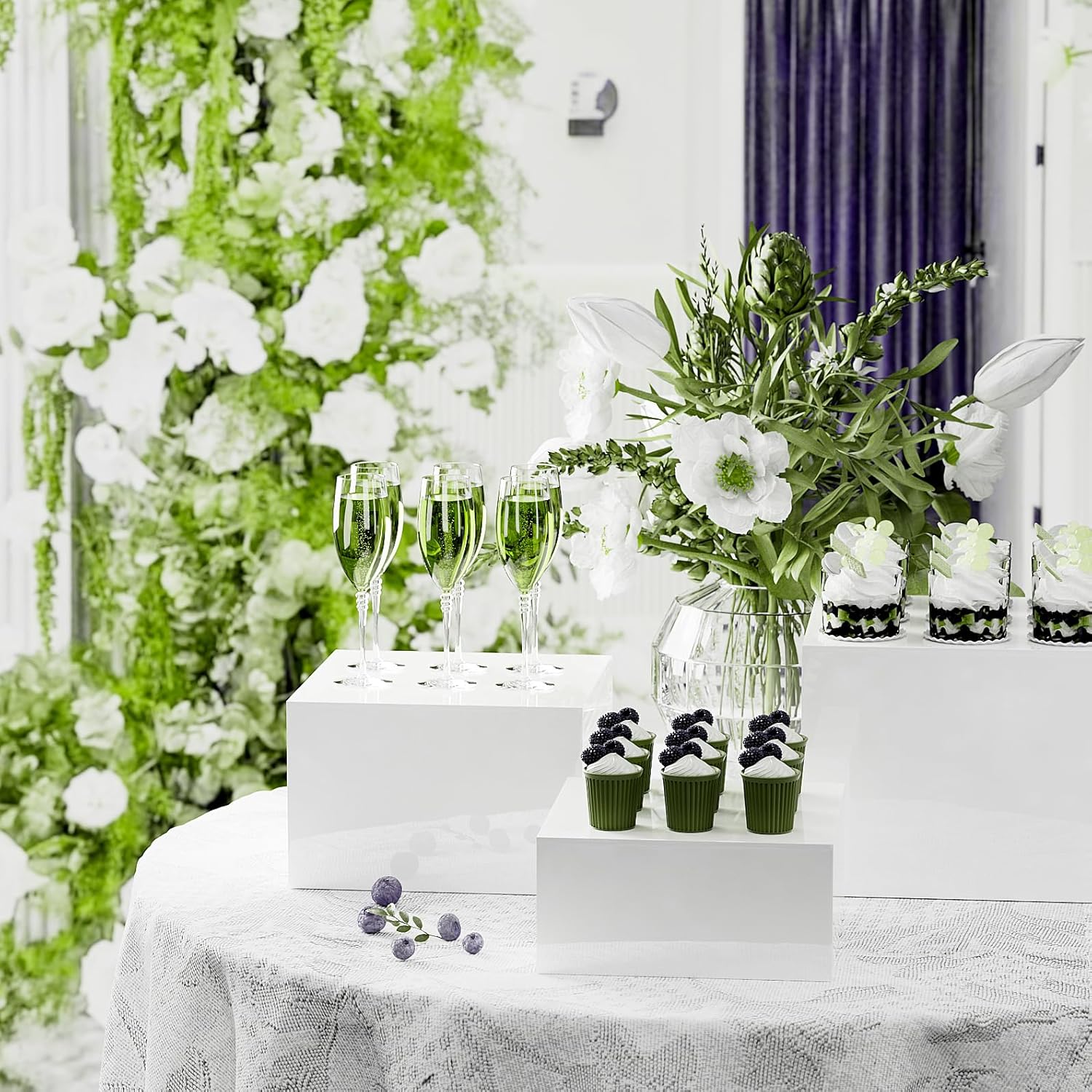 Extra Large White Acrylic Buffet Riser Set of 5