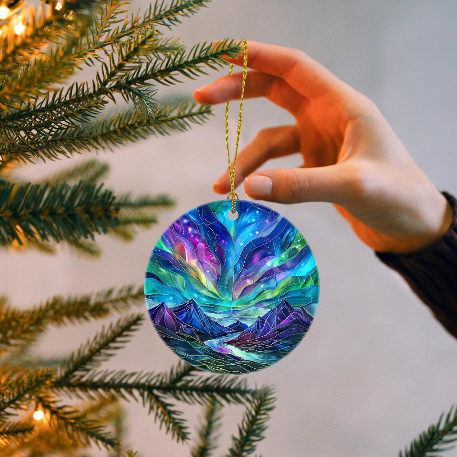 Northern Lights Christmas Tree Decorations Ceramic Ornament