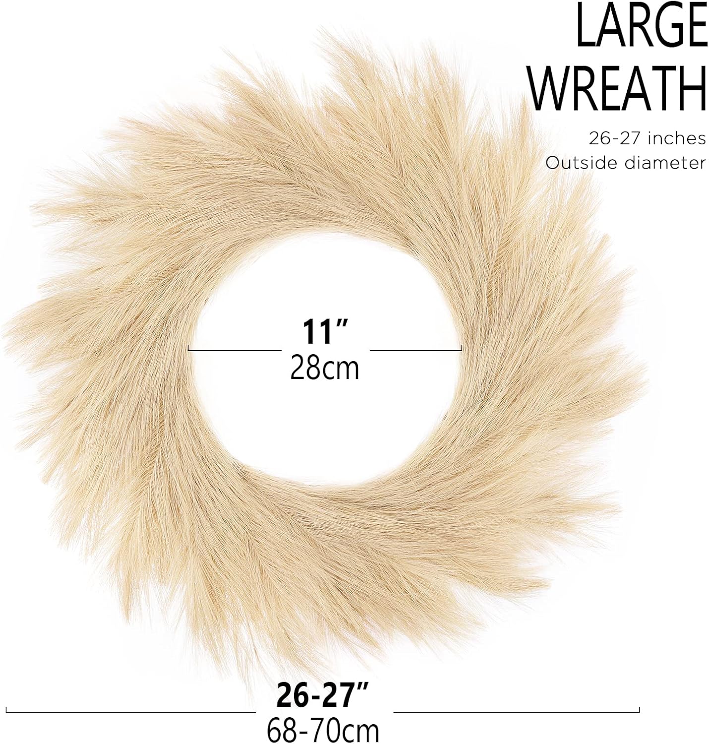 Hananona Artificial Pampas Grass Wreath 26 Beige 1pc