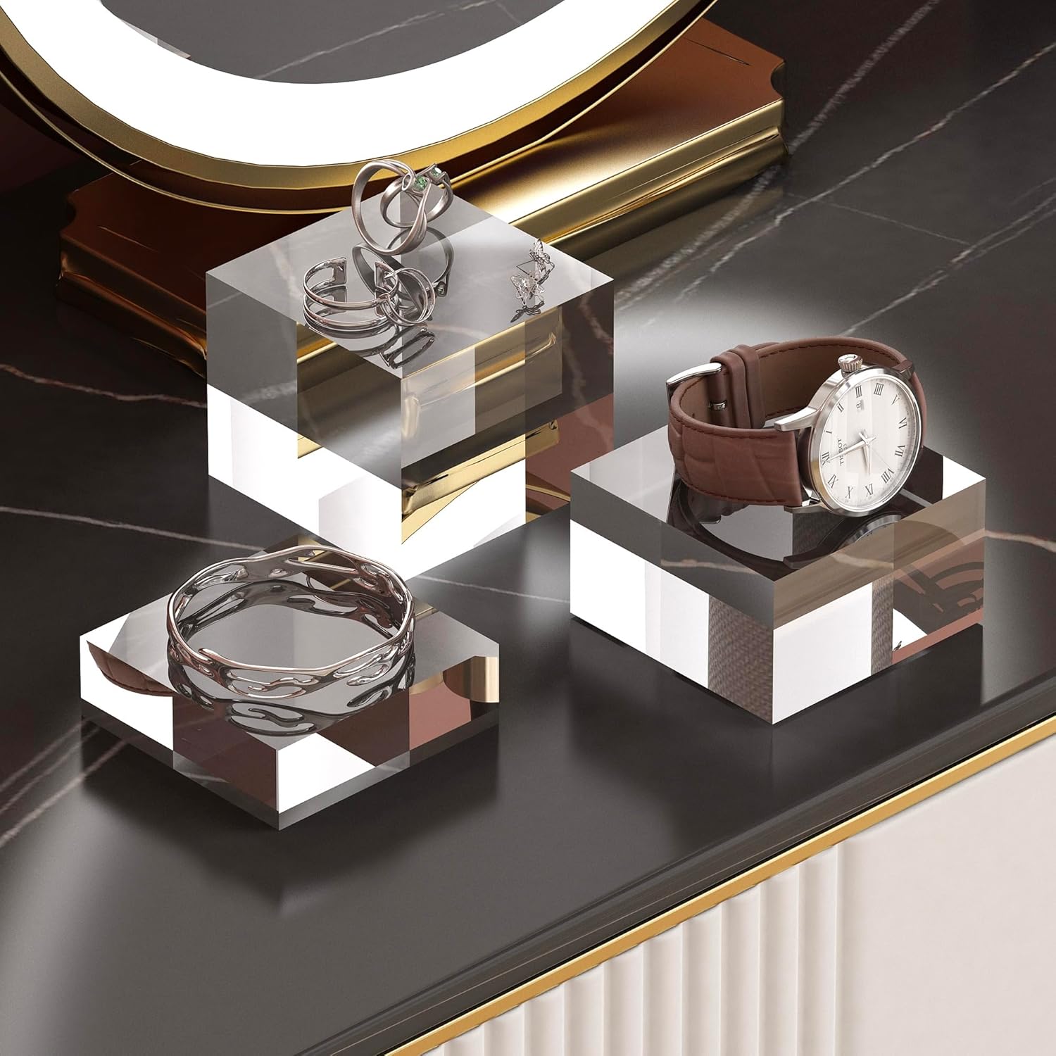 3 Sizes Acrylic Riser Blocks for Display 2 Set
