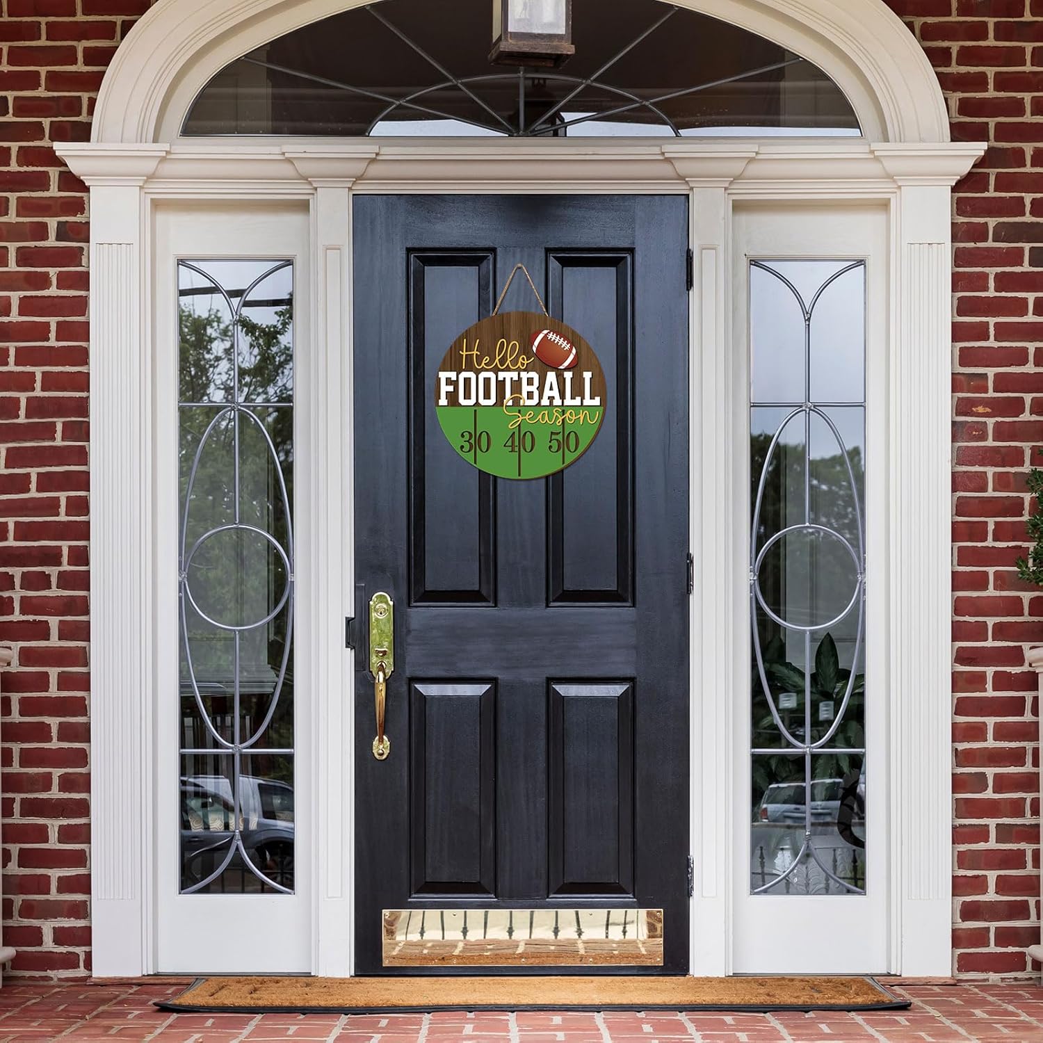 Whaline Football Wooden Wall Sign Hello Football Season Decor