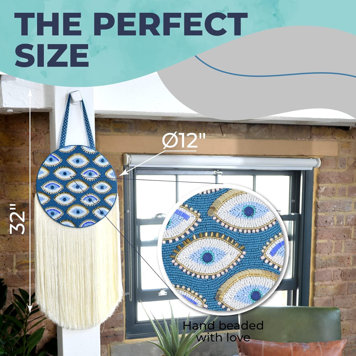Walbrook Evil Eye Wall Decor - Boho Beaded Hanging Charm