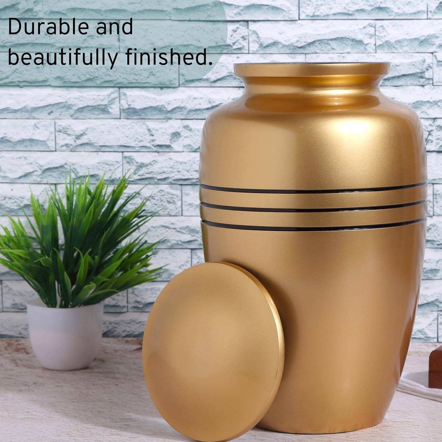 Alpha Living HOME Gold Black Urn for Human Ashes