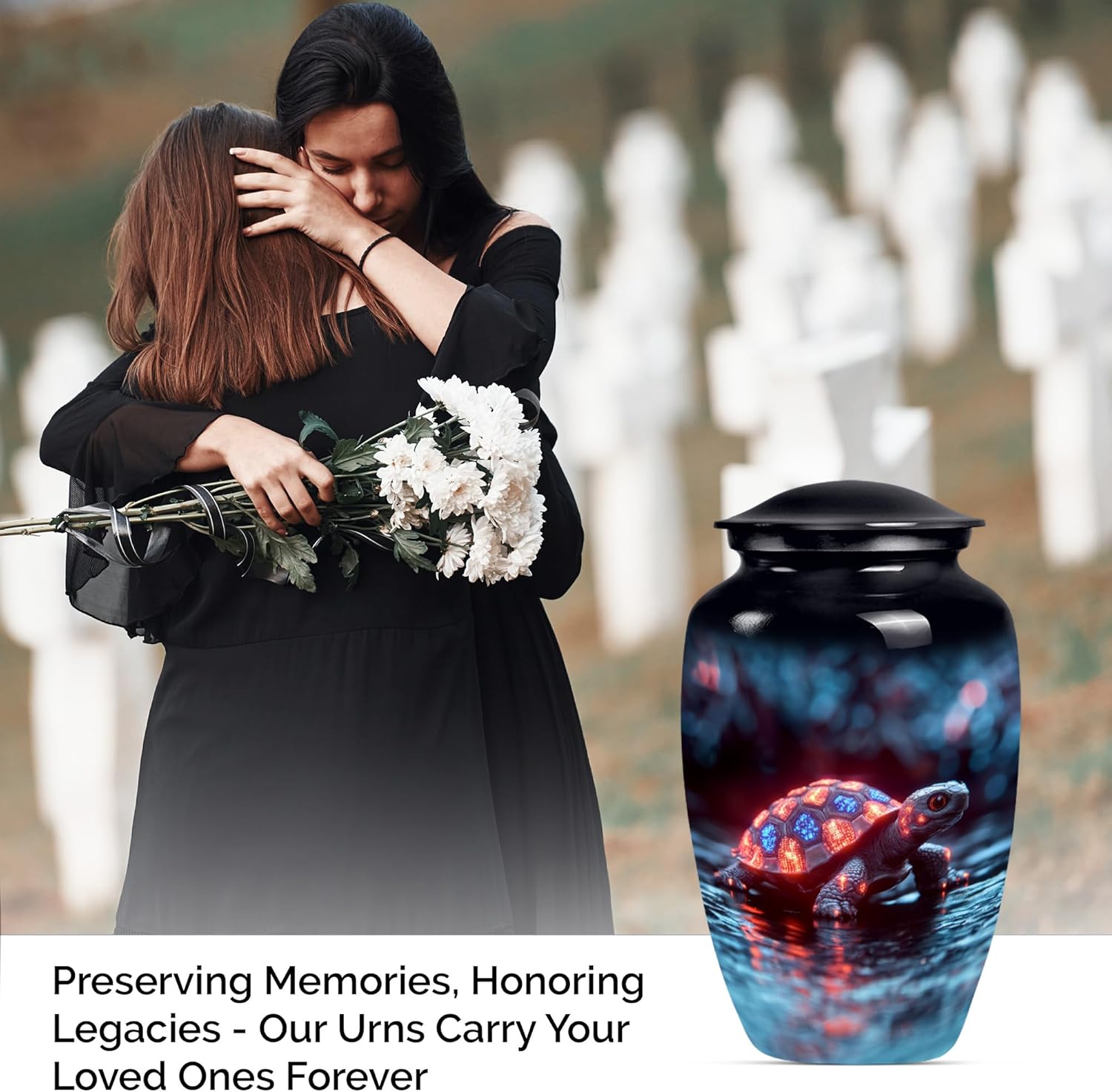 Elegant Blue Turtle Cremation Urn 10 Inch Set of 1