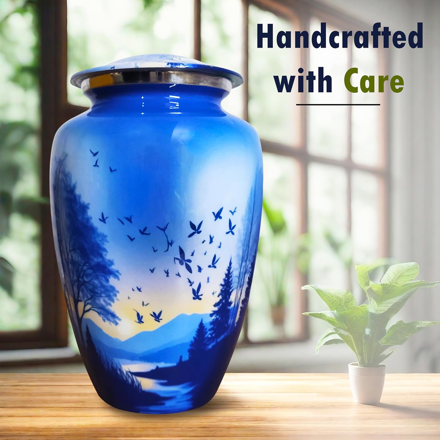 Artsymade Heaven Scenery Cremation Urn for Adult - Blue