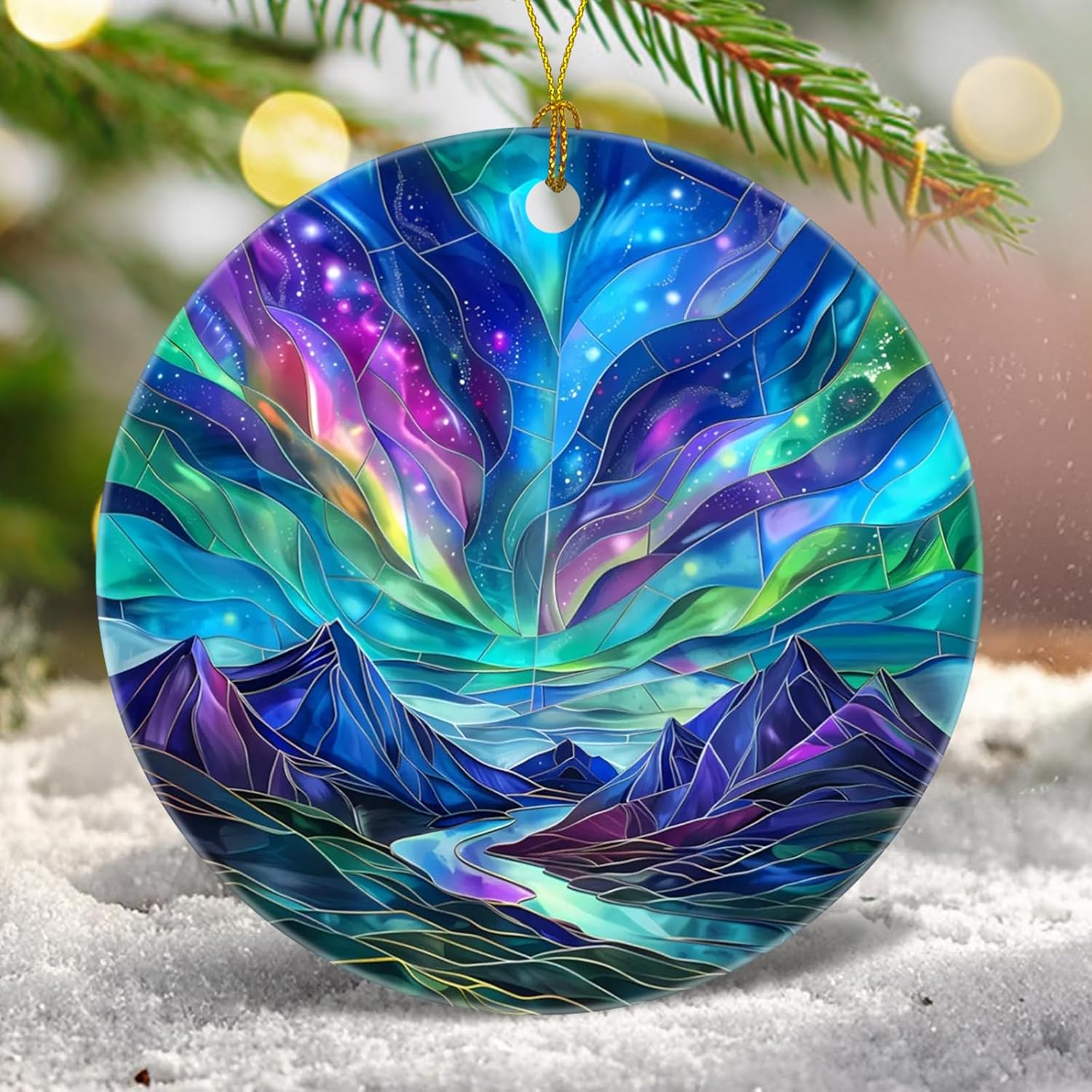 Northern Lights Christmas Tree Decorations Ceramic Ornament