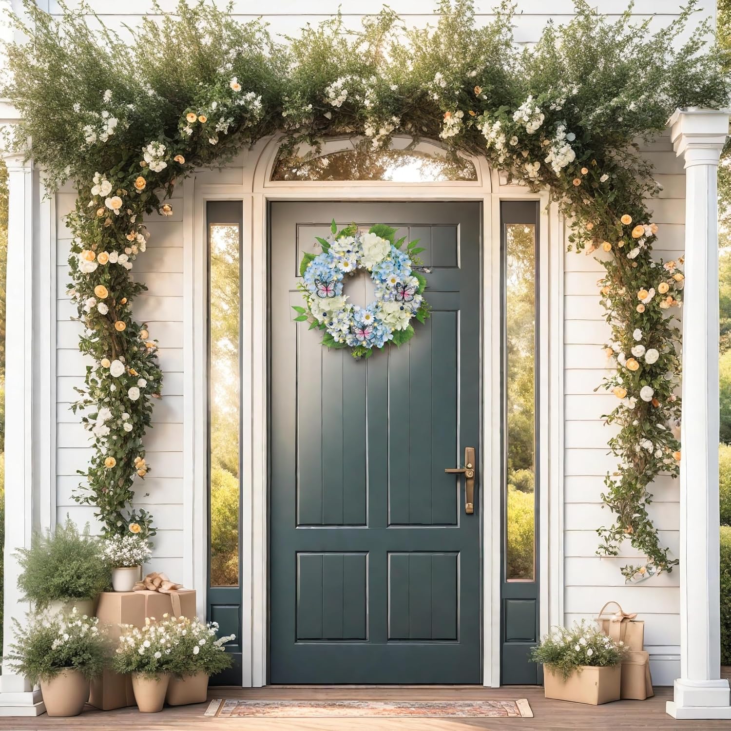 Valery Madelyn 18 Inch Spring Summer Wreath with Lights