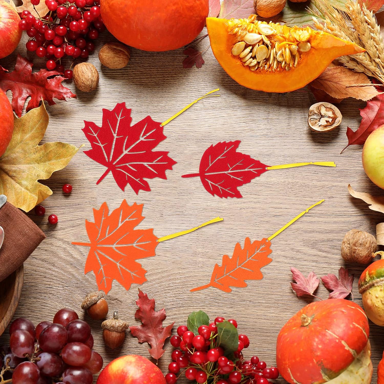 Tatuo 24 Pcs Fall Tree Decorations Thanksgiving Felt Pendant