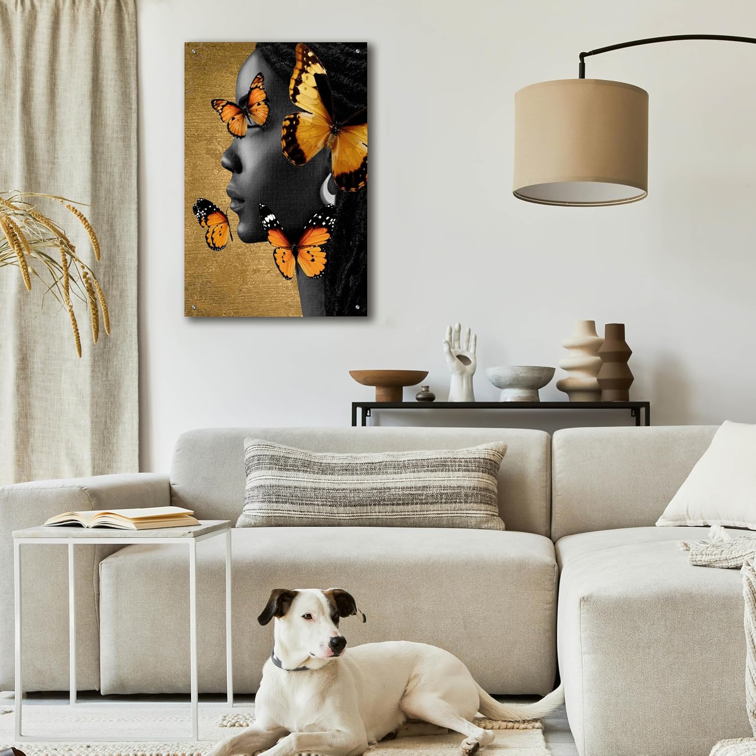 Epic Art Monochrome Golden Butterfly 1 Acrylic Wall Art 24x36