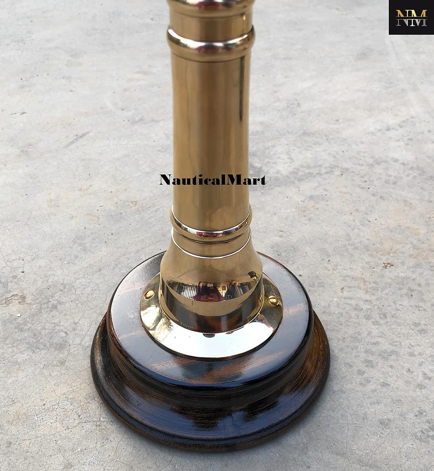 12 Inch Brass Nautical Ships Engine Telegraph with Wooden Base