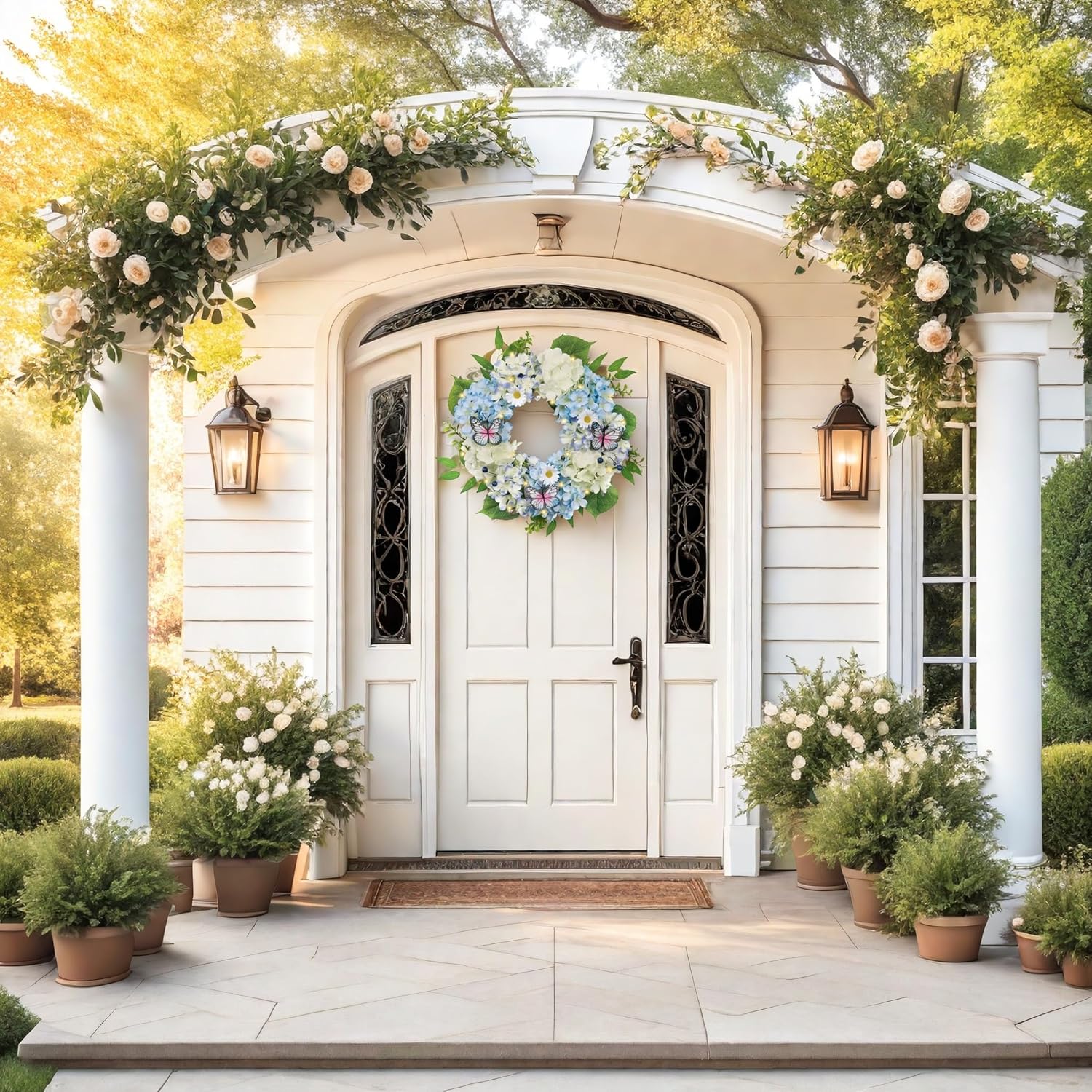 Valery Madelyn 18 Inch Spring Summer Wreath with Lights