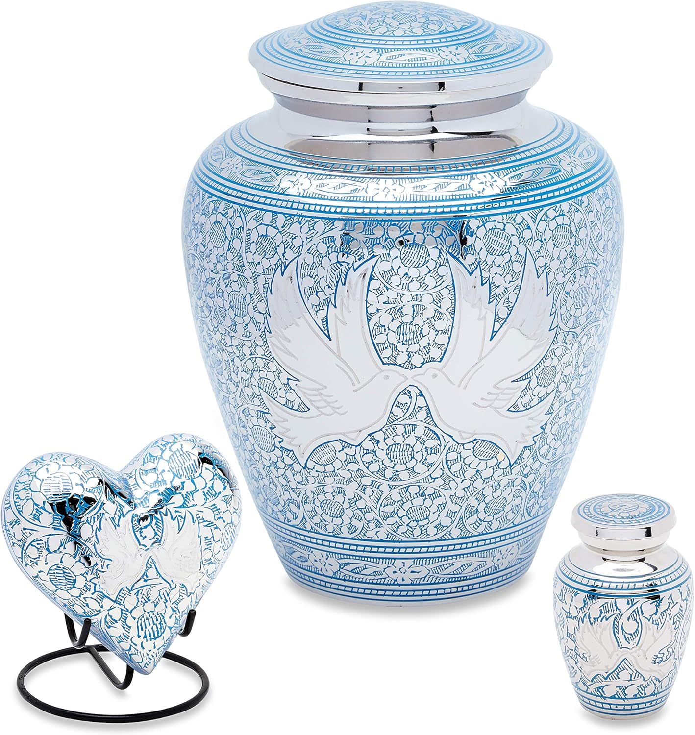 Blue Loving Dove Set Decorative Urns