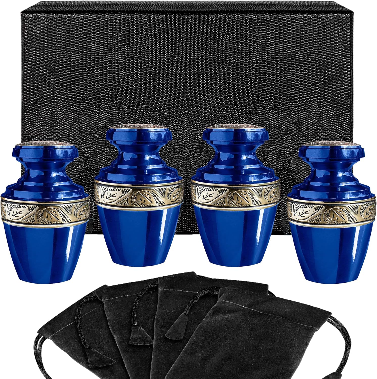 Trupoint Memorials Small Urns Set of 4 Grecian Blue and Gold