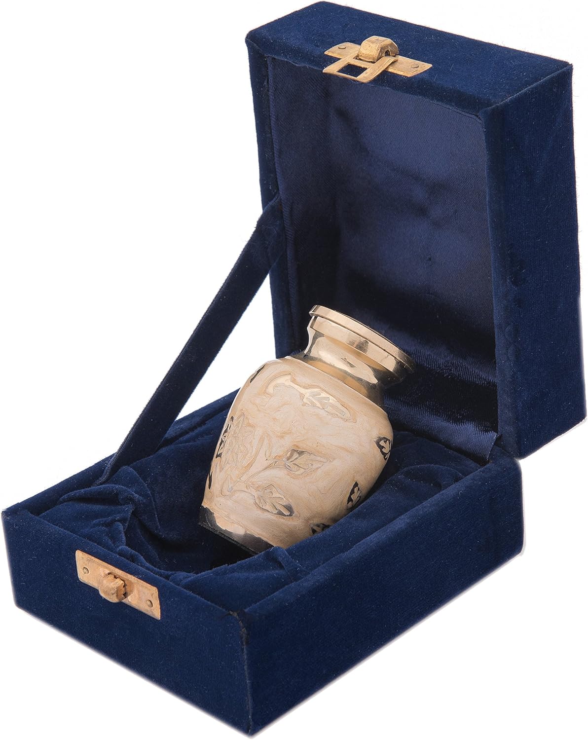 Casket Depot Eternity Cream Gold Brass Urn with Engraved Gold Leaf Sprigs