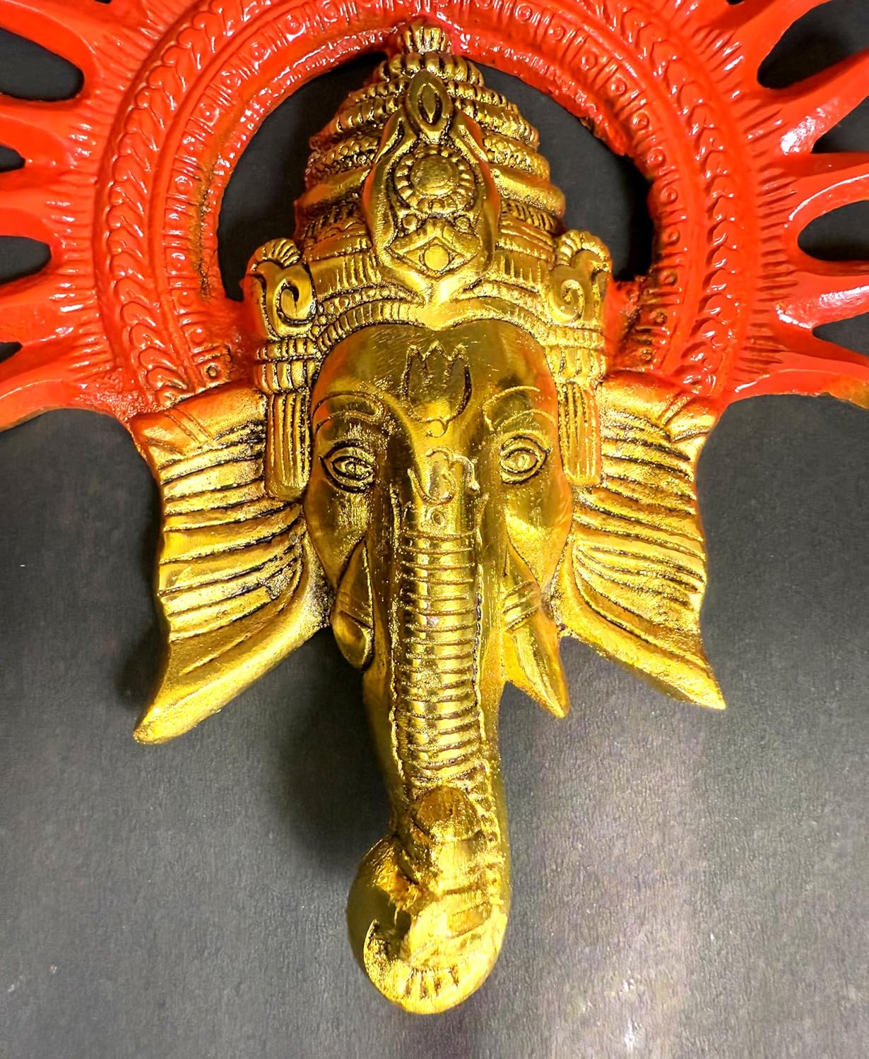 Ganesha Wall Hanging Decor 8 Inch Brass Temple Sculpture