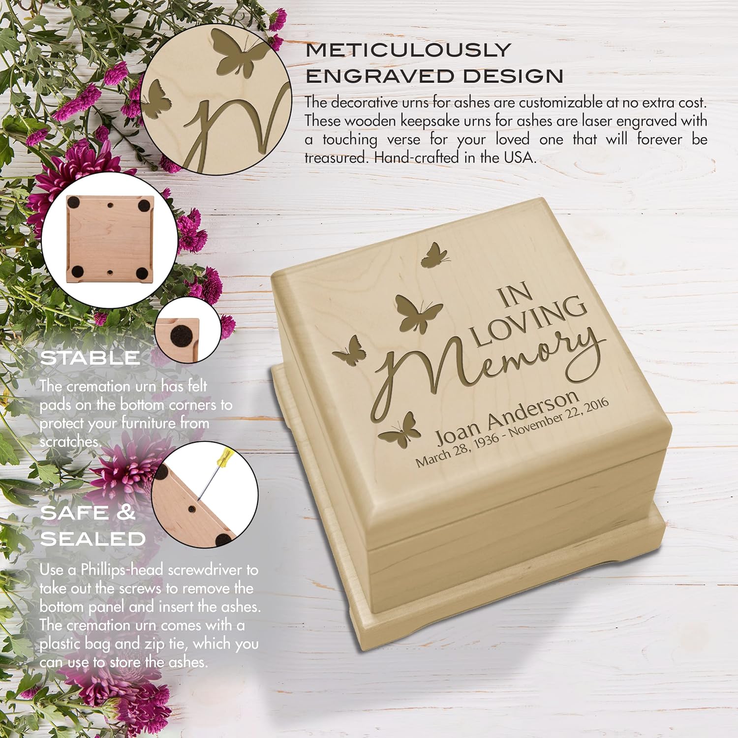 LifeSong Milestones Small Wooden Urns for Ashes