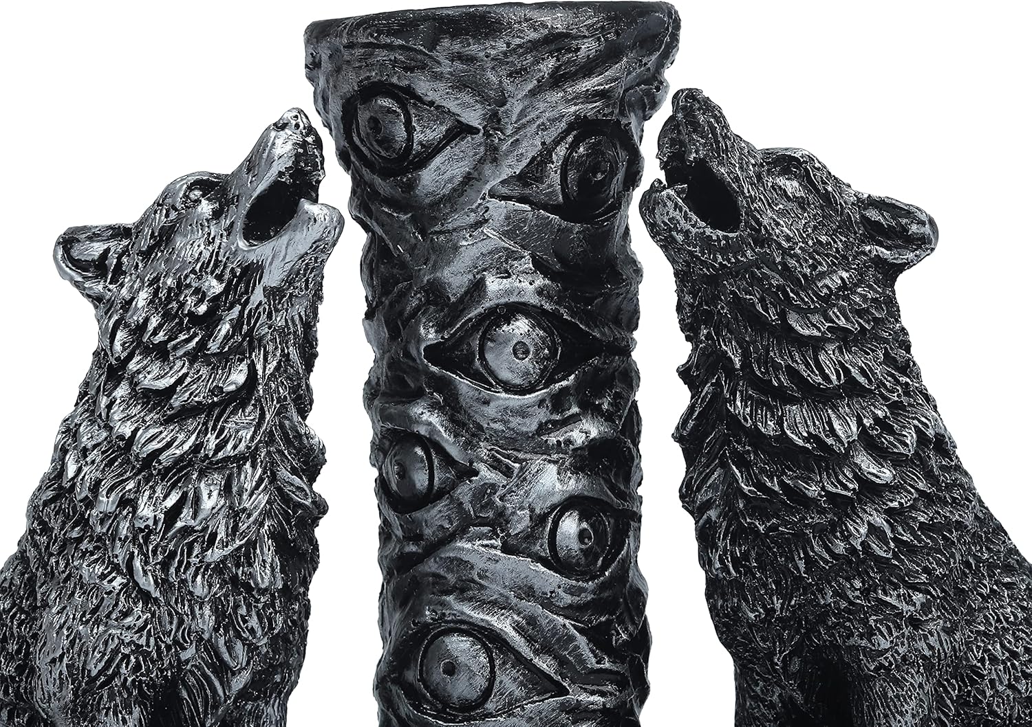 Two Silver Wolves Figurine with Crystal Base Holder