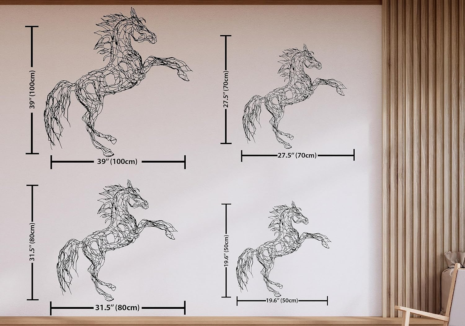 DecoSoul Tree Horse Metal Wall Art Decor 50x50cm