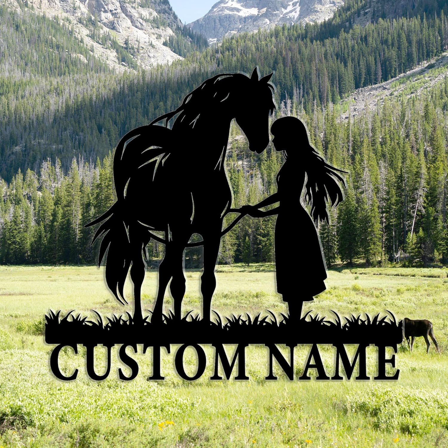Gotstorms Customizable Horse Silhouette Wall Art with Name Plate